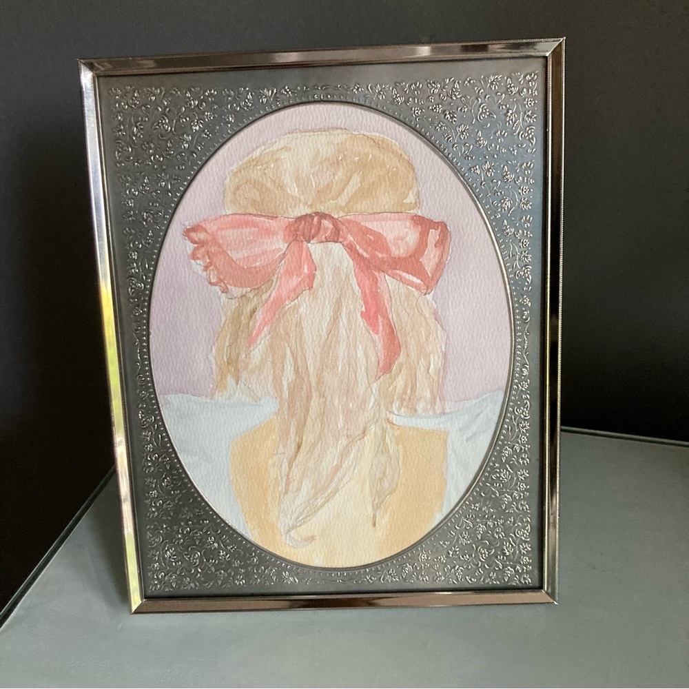 Original Watercolor Painting In Vintage Silver Frame